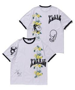 S/S FLORAL PRINT RINGER TEE